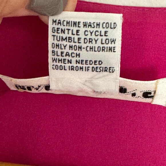 Hana Sung Bright Pink Shirt Dress Sz 12 Belted Hemmed 3/4 Sleeve Vintage Career - Picture 8 of 16